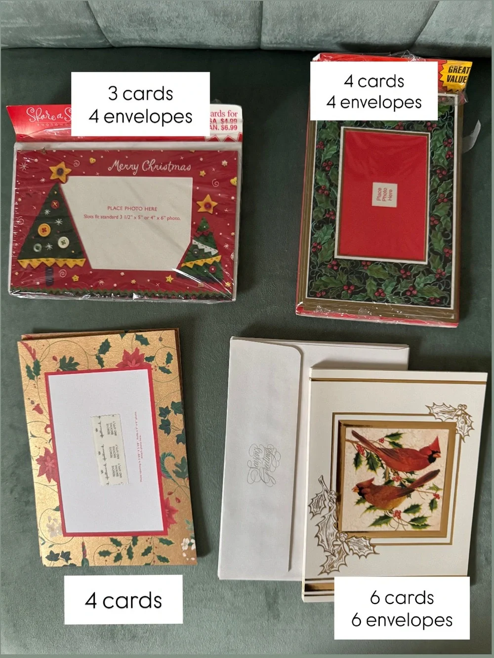 NWOT assorted vintage Christmas cards & photo holders